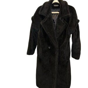 Pretty Little Thing Black Teddy Bear 3/4 coat 0 oversized